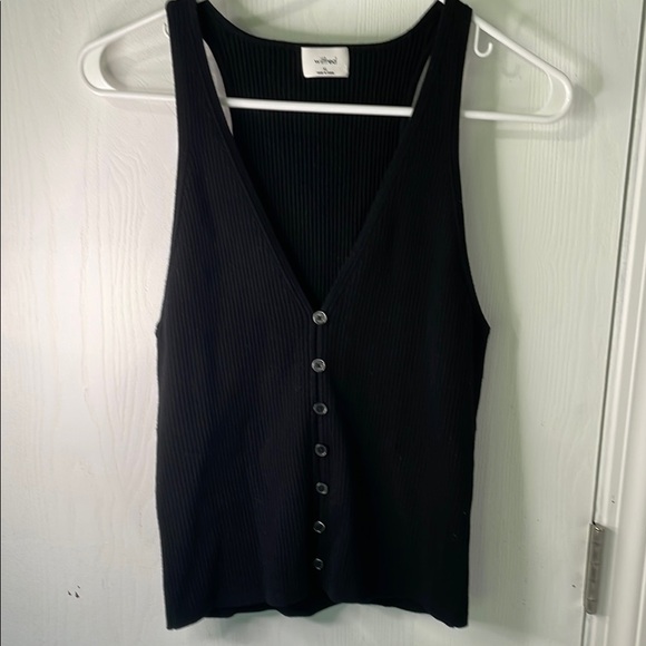 Aritzia Wilfred Croquet Sweater Vest NWOT Black Fitted Buttoned Tank Size XL - Picture 2 of 9